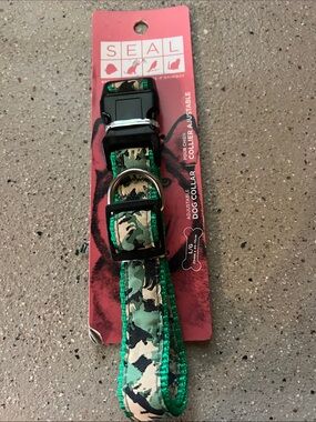 Sea Adjustable Green Camouflage Dog Collar - Large
